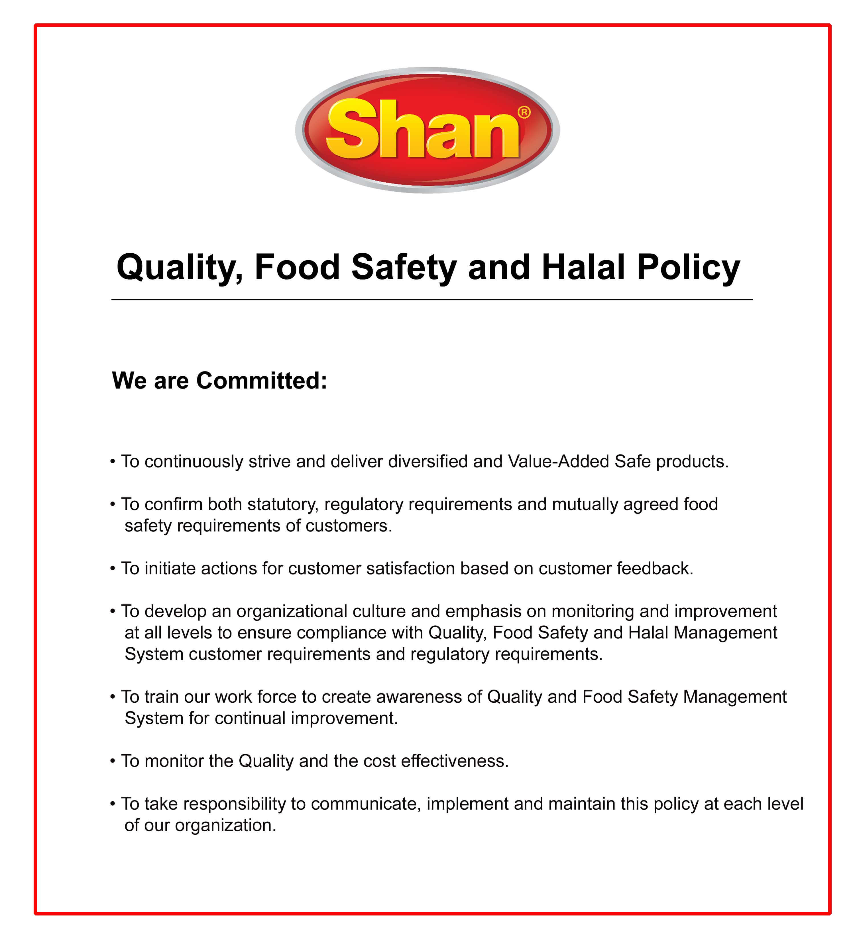 Shan Foods Quality Operations